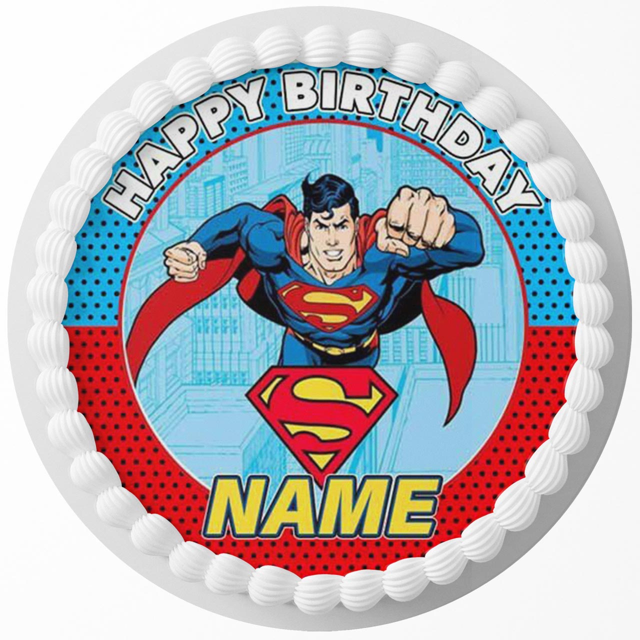 Superman R Round – Icing Sheet Birthday - Personalized Edible Cake Topper | Custom Icing Sheet | Birthday Cake Decoration | Photo Cake Image