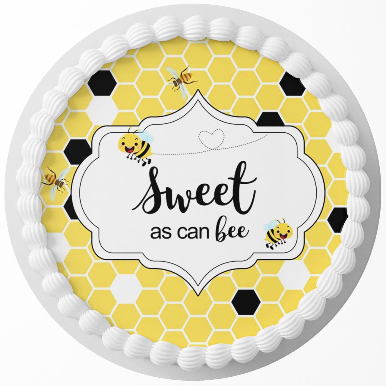 Sweet as Can Bee Honey Round – Icing Sheet Birthday - Personalized Edible Cake Topper | Custom Icing Sheet | Birthday Cake Decoration