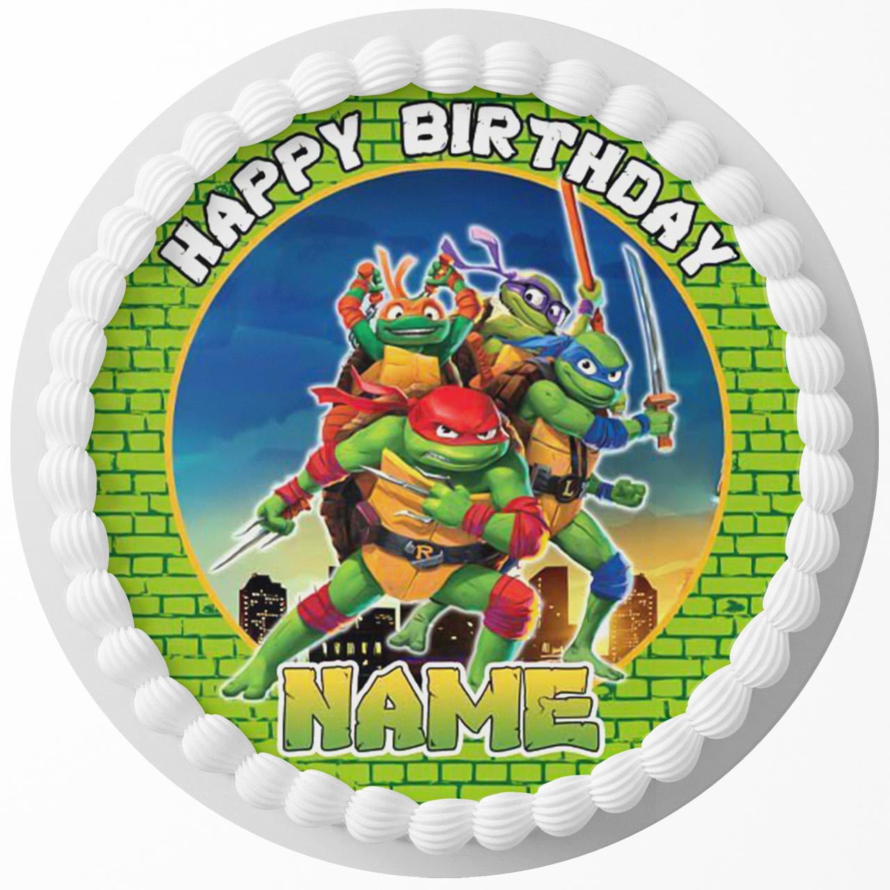 TMNT Mutant Round – Icing Sheet Birthday - Personalized Edible Cake Topper | Custom Icing Sheet | Birthday Cake Decoration | Photo Cake Image