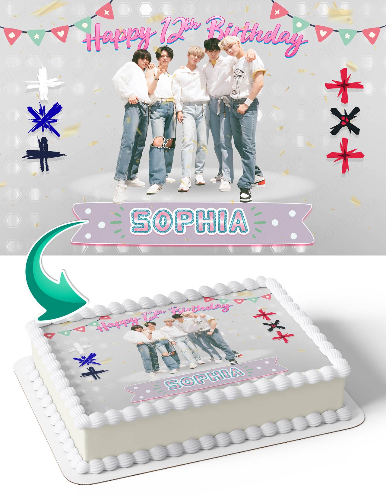 TXT TOMORROW X TOGETHER Boys Band Kpop Edible Cake Topper