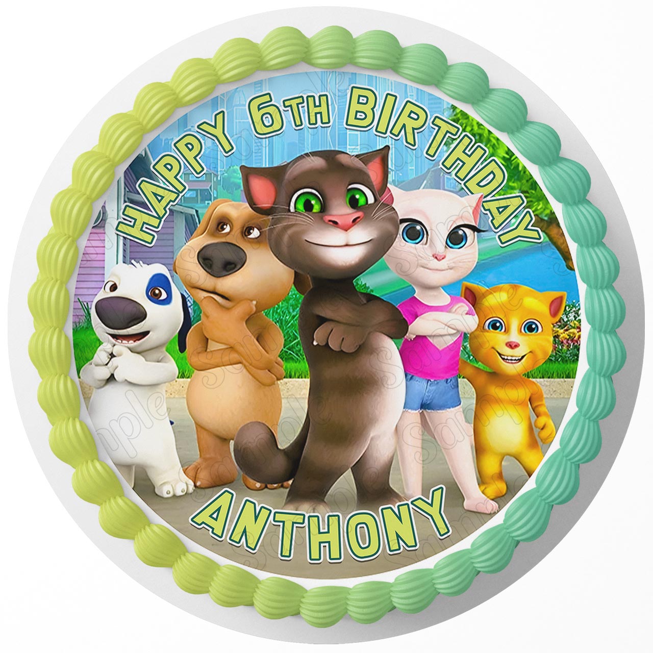 Talking Tom Friends Round – Icing Sheet Birthday - Personalized Edible Cake Topper | Custom Icing Sheet | Birthday Cake Decoration