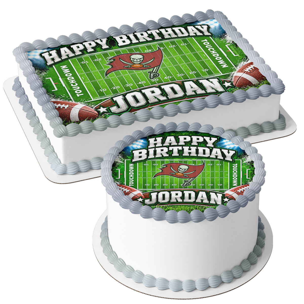 American Buccaneers Touchdown Football Edible Cake Topper | Birthday Cake Decoration | Photo Cake Image | Custom Edible Cake Topper