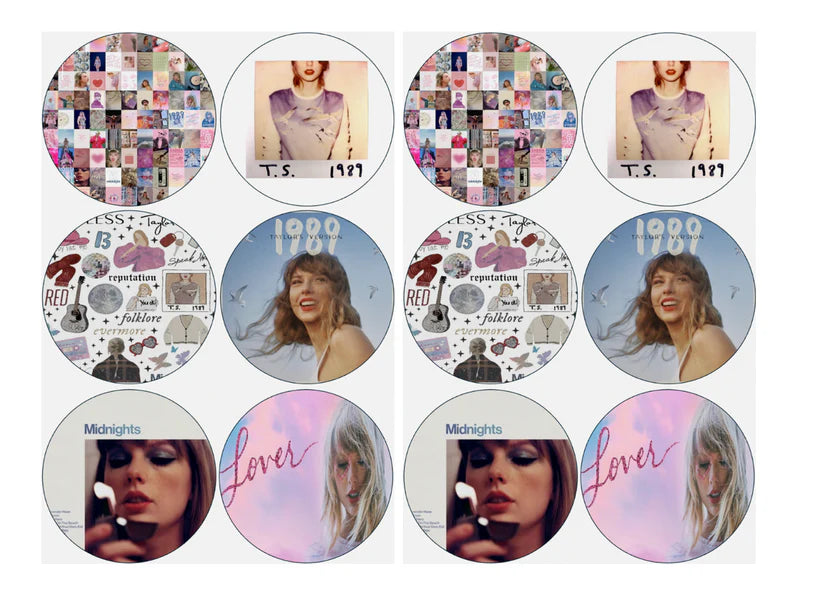 Taylor Swift Album Collage Edible Cupcake Toppers Icing Sheet or Wafer Paper