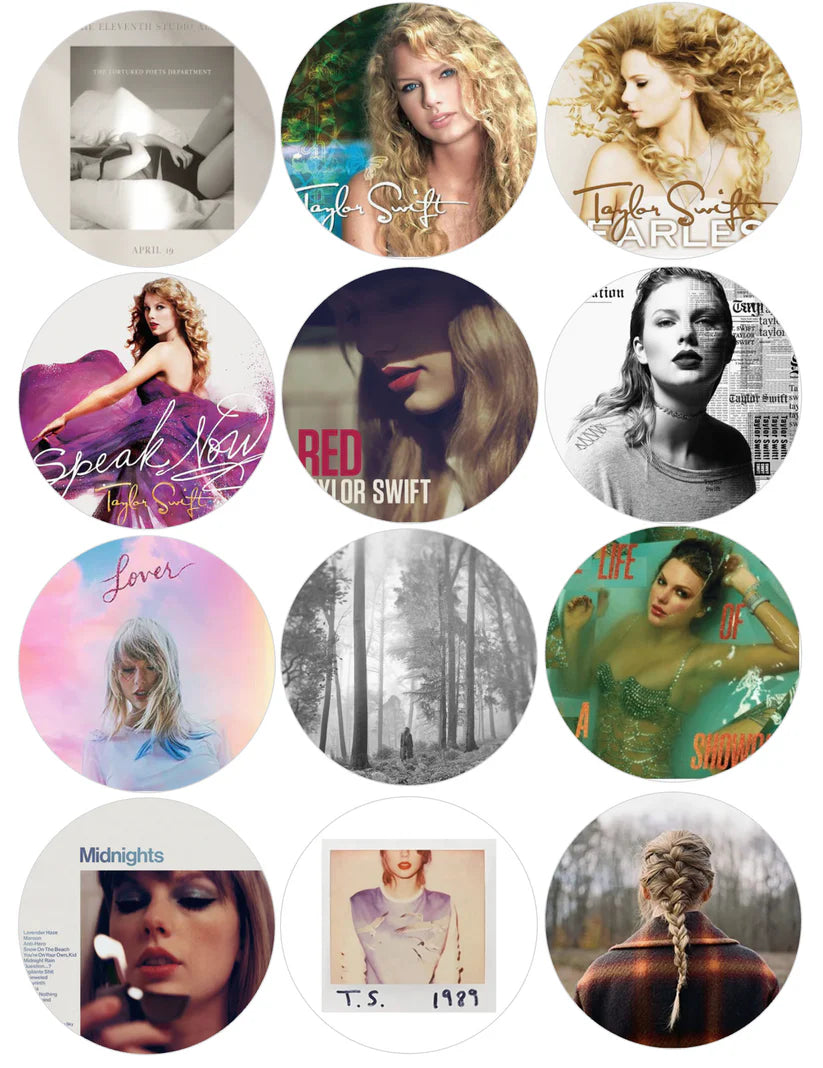 Taylor Swift Album Covers Edible Cupcake Toppers Icing Sheet or Wafer Paper