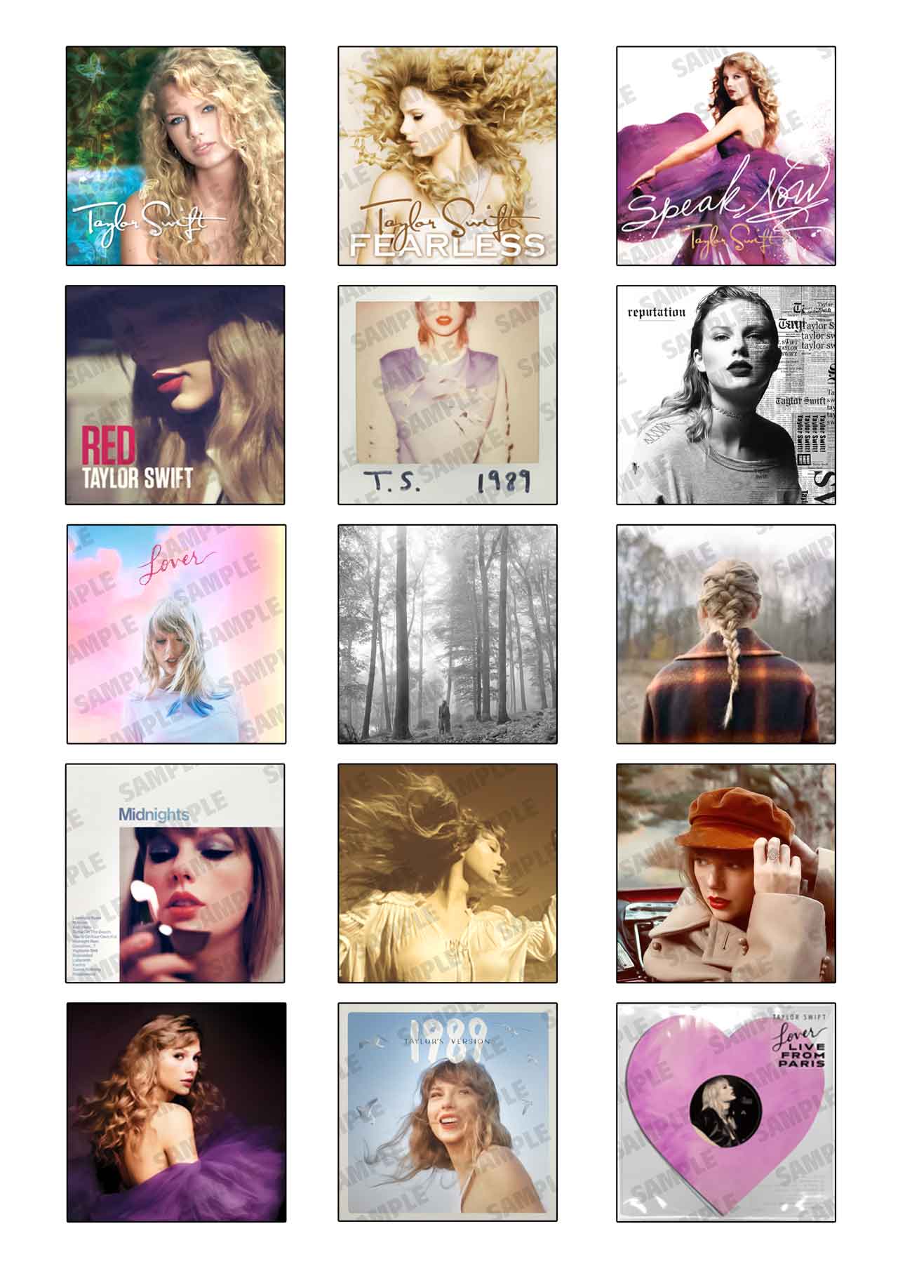 Taylor Albums Discography Edible Cupcake Toppers – Round Icing Sh - Edible Cake Topper | Icing Sheet | Birthday Cake Decoration