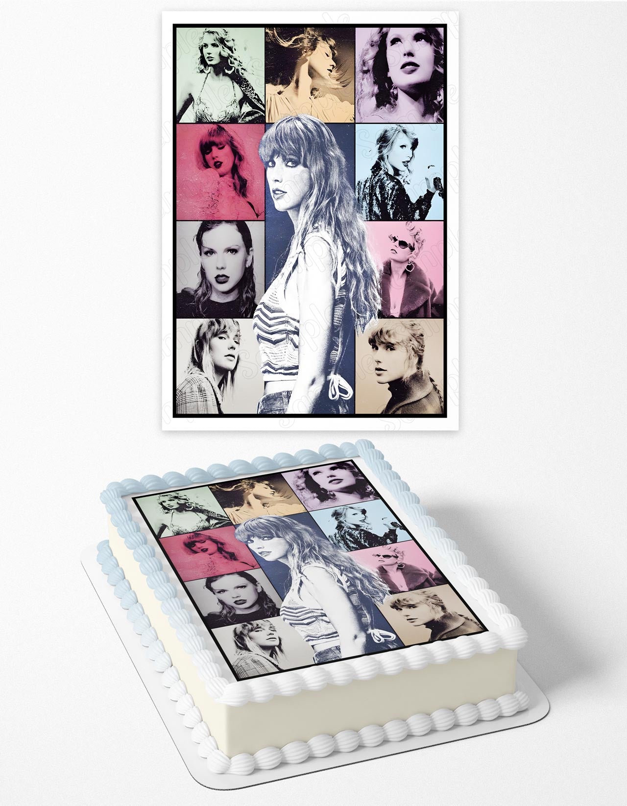 Tailor Swit Collage Pics Plain No Text Edible Cake Topper