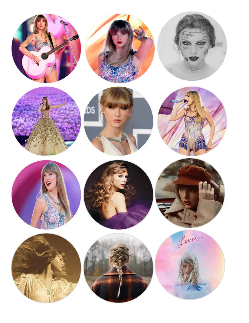 Taylor Swift Eras Tour Photos Edible Cupcake Toppers Icing Sheet or Wafer Paper