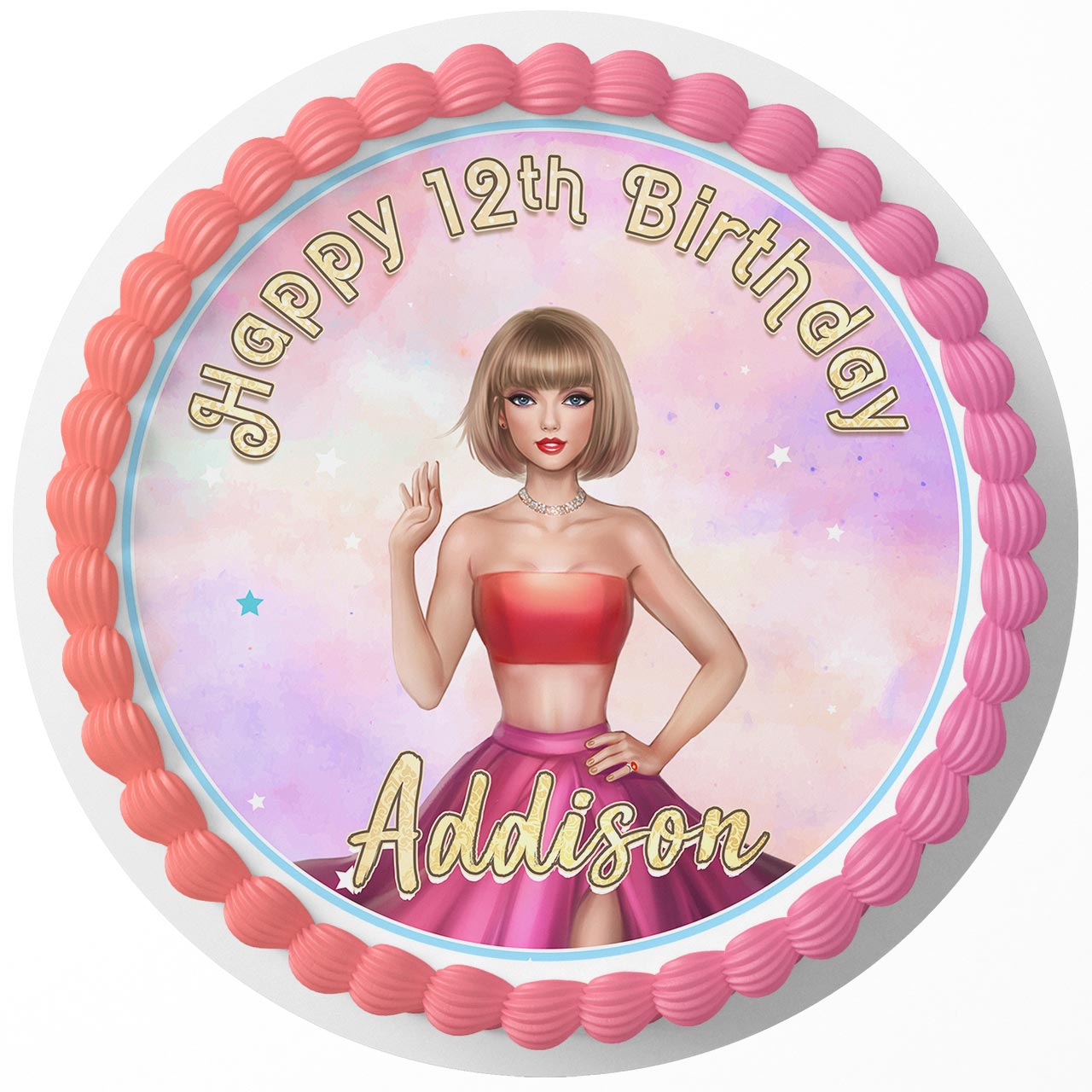 Taylor Swift Princess Barbye Round – Icing Sheet Birthday - Personalized Edible Cake Topper | Custom Icing Sheet | Birthday Cake Decoration