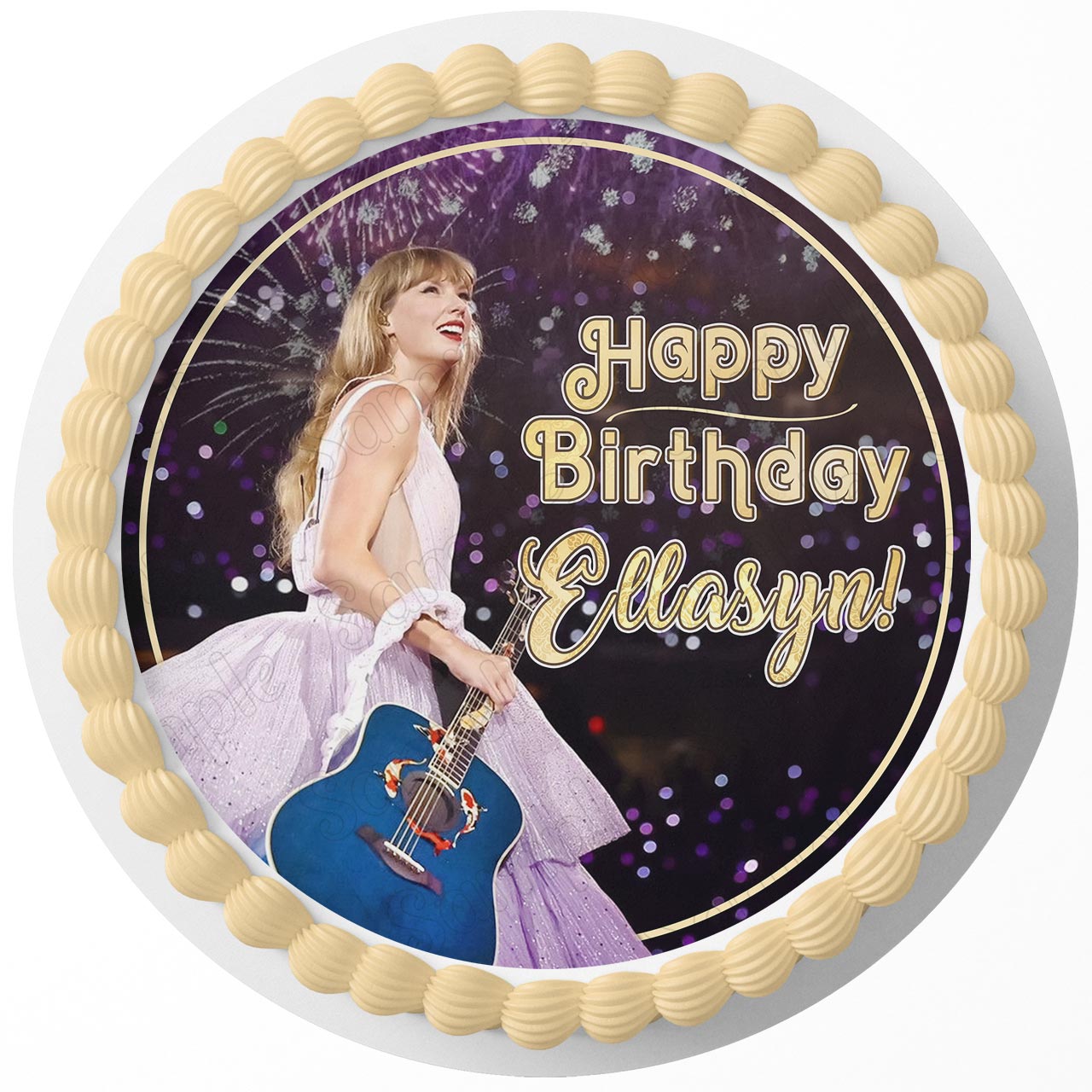 Taylor Singer Guitar Swift Round – Icing Sheet Birthday - Personalized Edible Cake Topper | Custom Icing Sheet | Birthday Cake Decoration