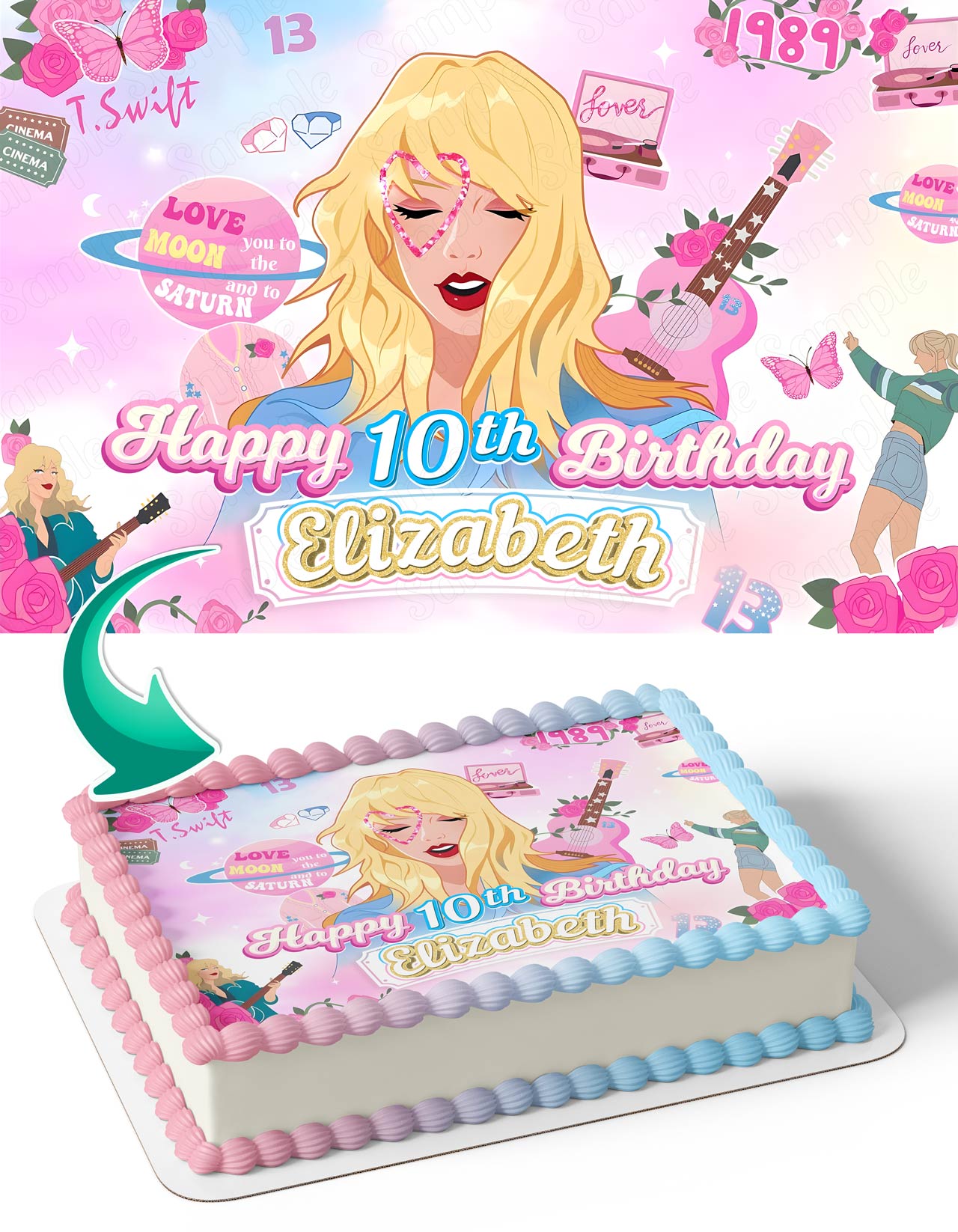 Tailor Swit World Pink Edible Cake Topper