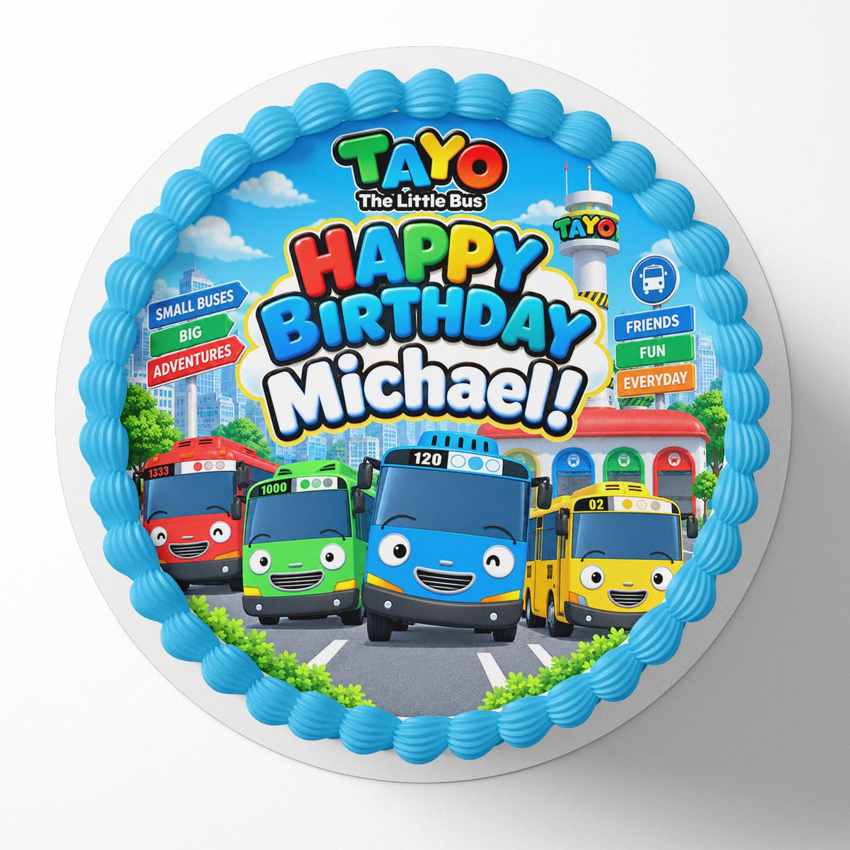 Tayo the Little Bus Edible Cake Topper | Birthday Cake Decoration | Photo Cake Image | Custom Edible Cake Topper