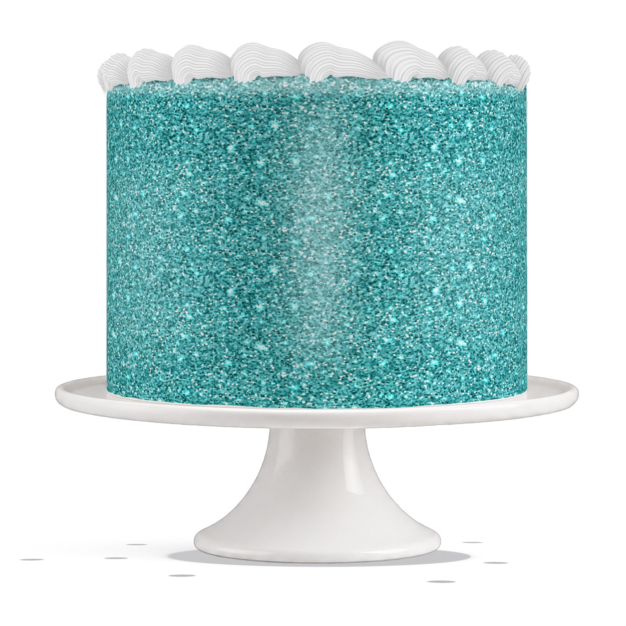 Teal Glitter Edible Cake Wrap Strip – Icing Sheet Cake Side Decor - Personalized Edible Cake Topper | Custom Icing Sheet | Birthday Cake Decoration