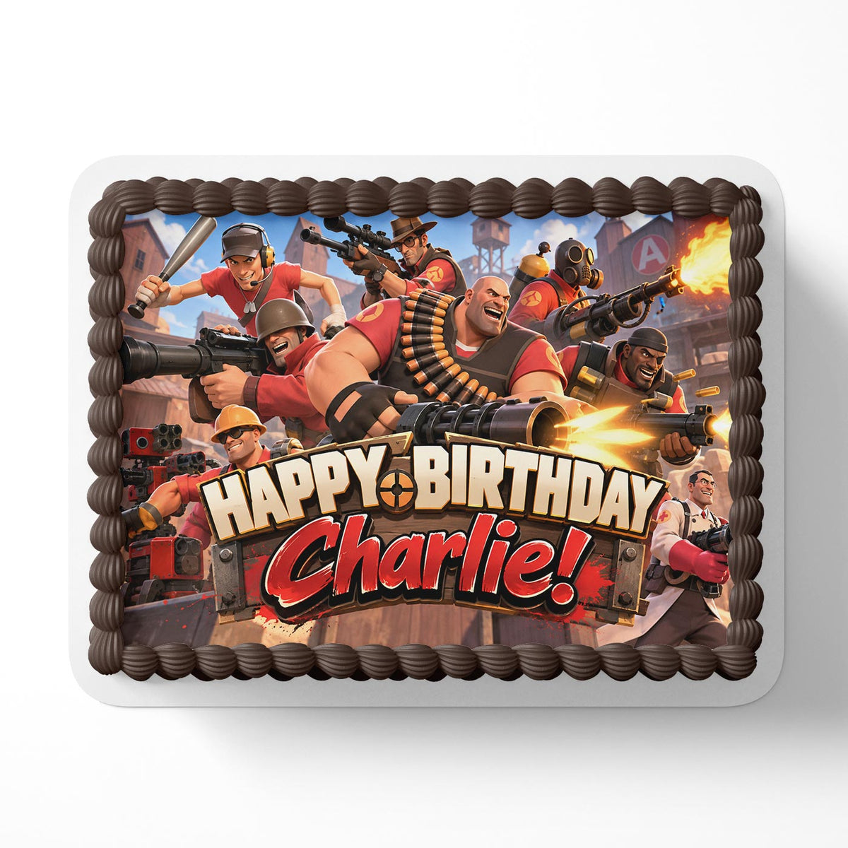Team Fortress Edible Cake Topper | Birthday Cake Decoration | Photo Cake Image | Custom Edible Cake Topper