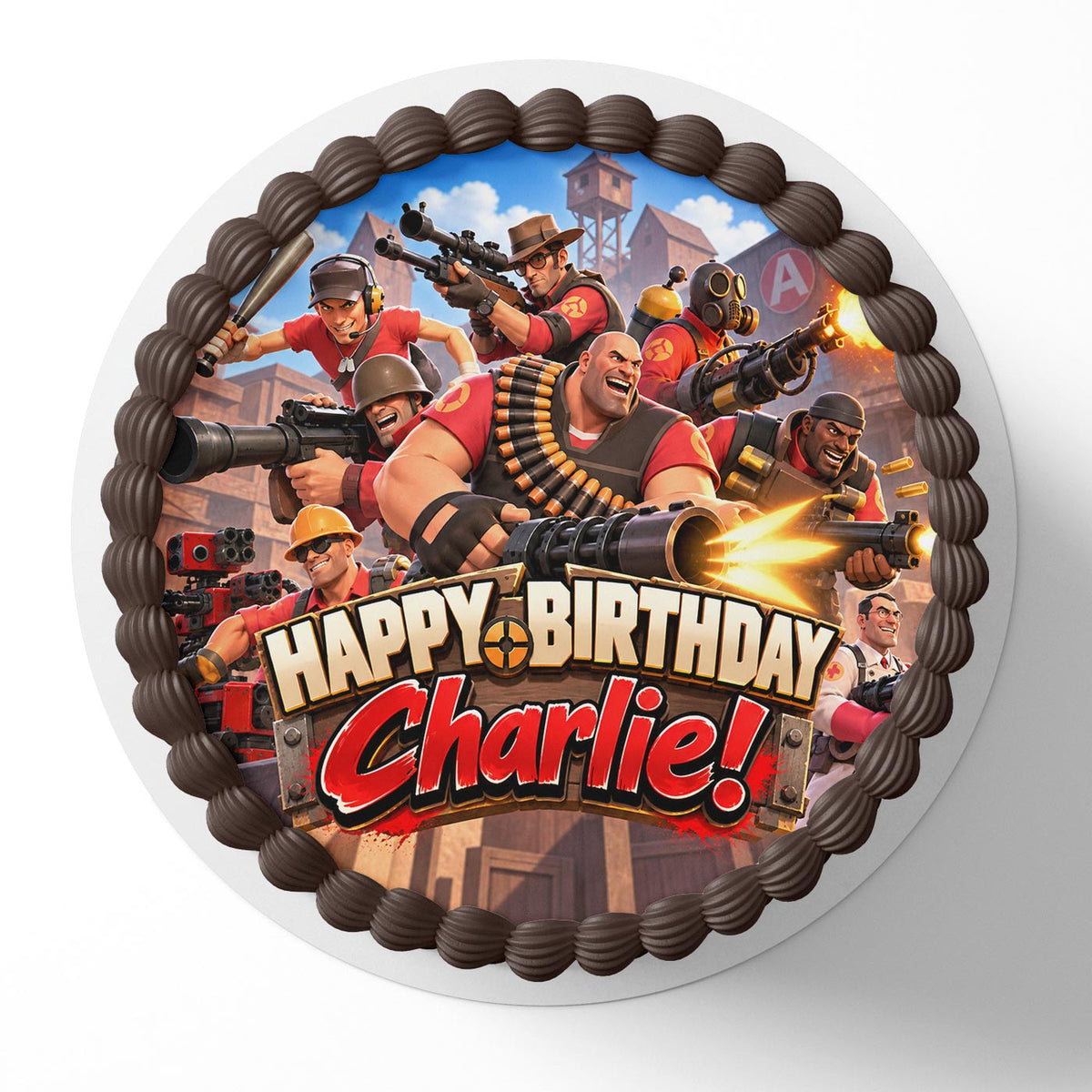 Team Fortress Edible Cake Topper | Birthday Cake Decoration | Photo Cake Image | Custom Edible Cake Topper