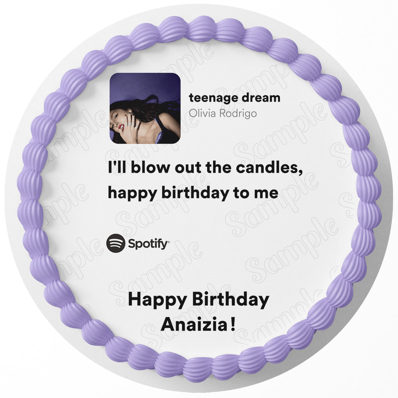 Teenage Dream Olivia Rodrigo Blow Out Candles T Round – Icing She - Personalized Edible Cake Topper | Custom Icing Sheet | Birthday Cake Decoration