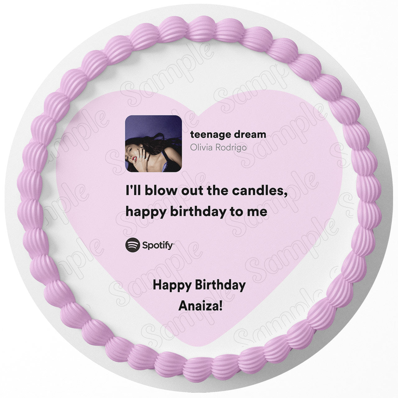 Teenage Dream Olivia Rodrigo Blow Out Candles U Round – Icing She - Personalized Edible Cake Topper | Custom Icing Sheet | Birthday Cake Decoration
