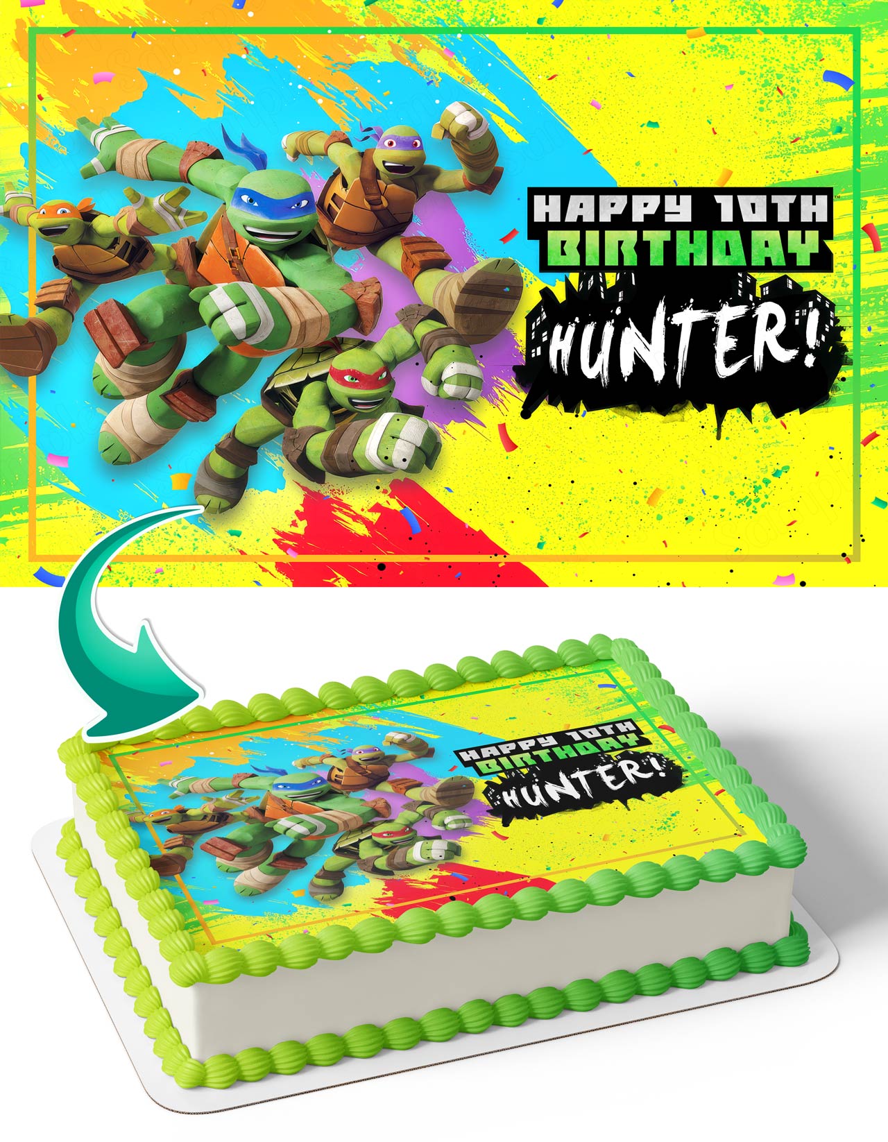 Teenage Mutant Ninja Turtles Arcade Wrath of the Mutants Edible Cake Topper