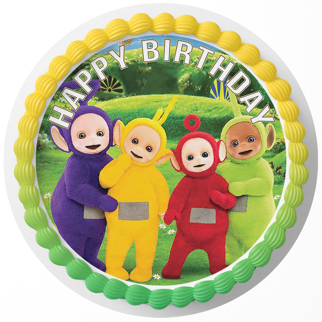 Teletubis Kids TinkyWinky Dipsy Laa Laa and Po Round – Icing Shee - Personalized Edible Cake Topper | Custom Icing Sheet | Birthday Cake Decoration