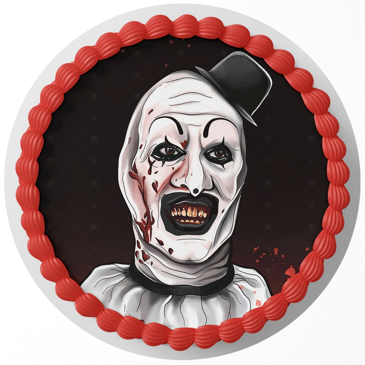 Terrifier Clown Horror Edible Cake Topper Round Personalized Edible Cake Topper | Custom Icing Sheet | Birthday Cake Decoration