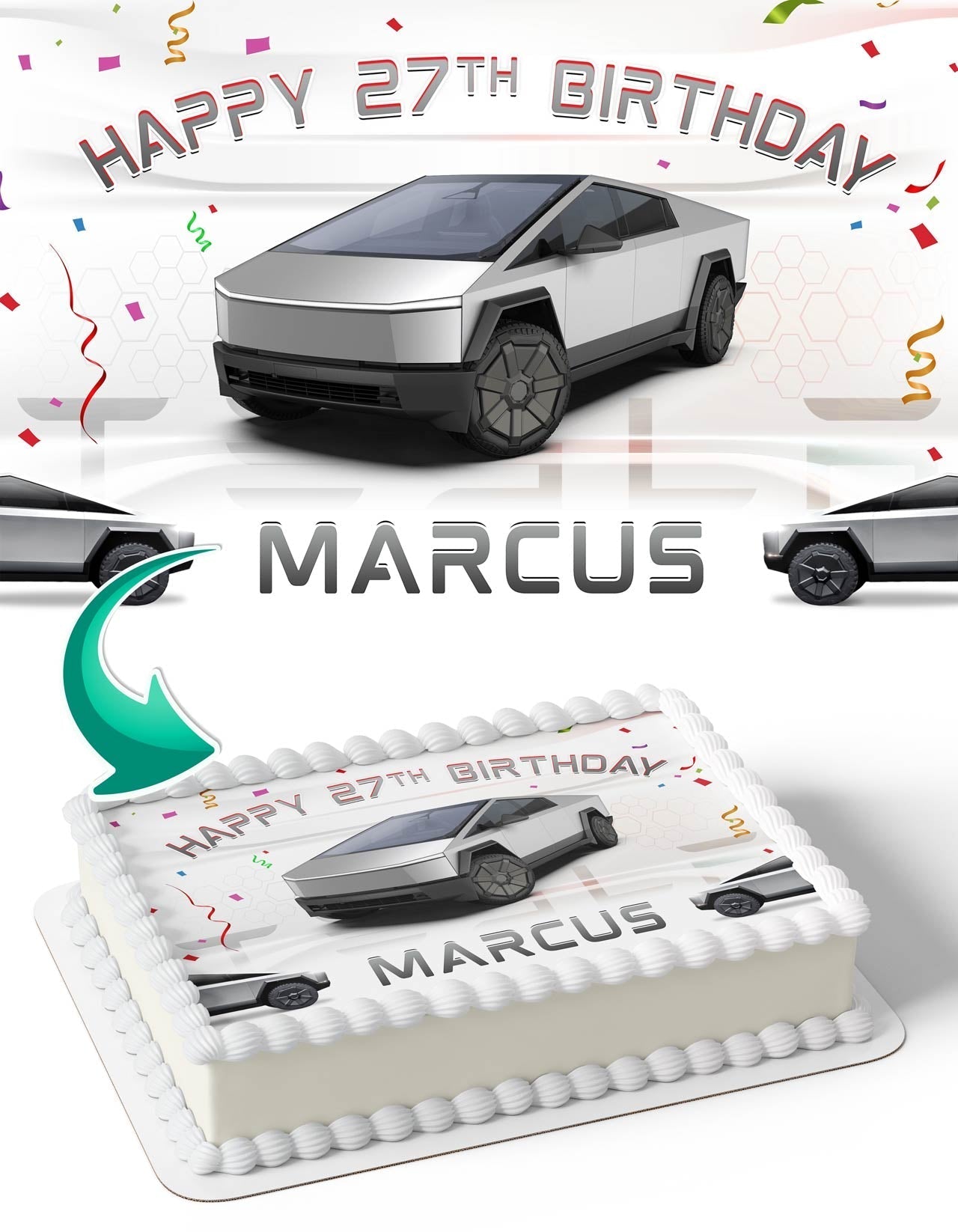 Tesla Cybertruck Edible Cake Topper