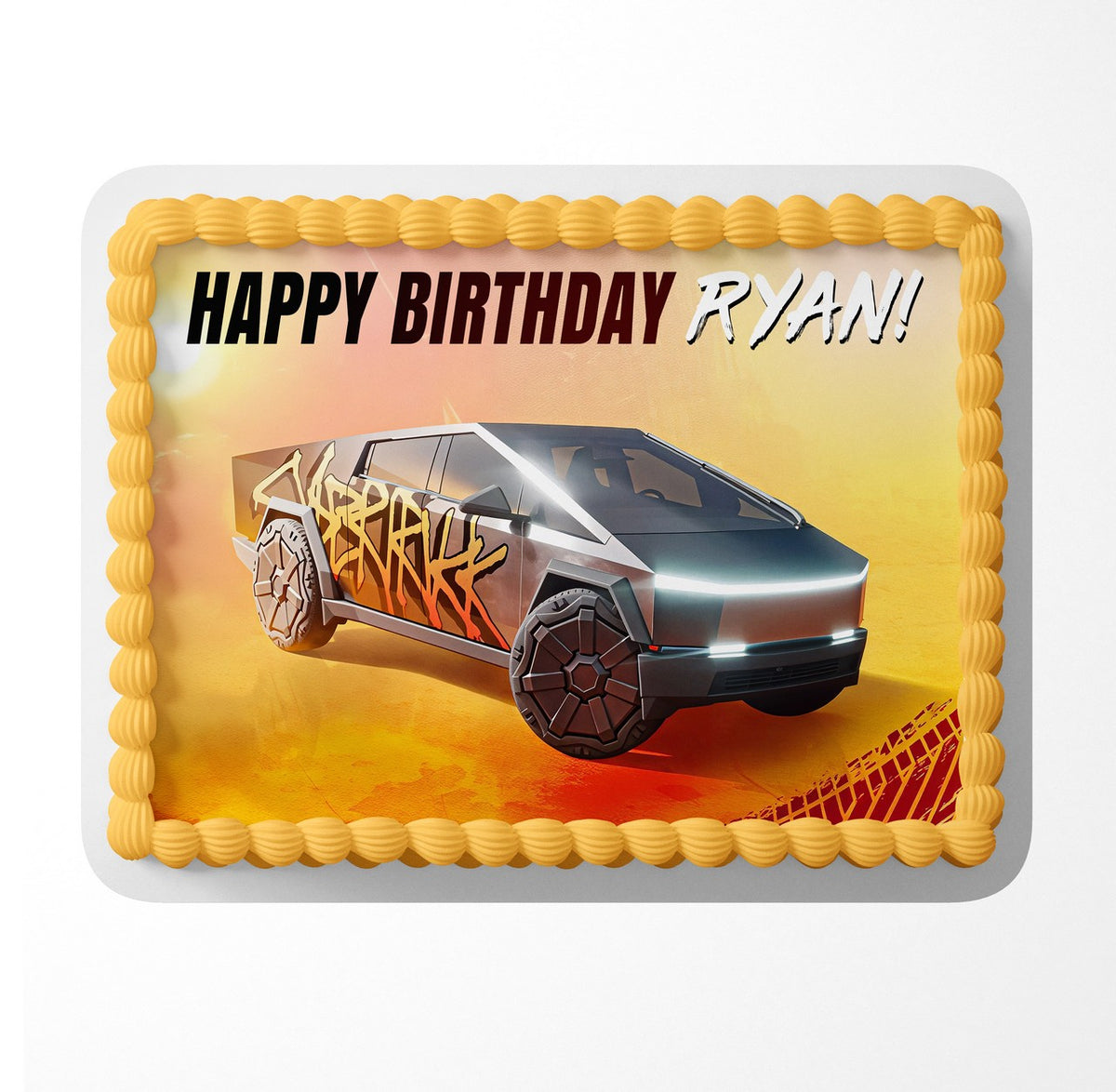 Futuristic Electric Pickup Truck Edible Cake Topper