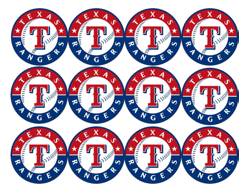 Texas Rangers Edible Cupcake Toppers Icing Sheet or Wafer Paper