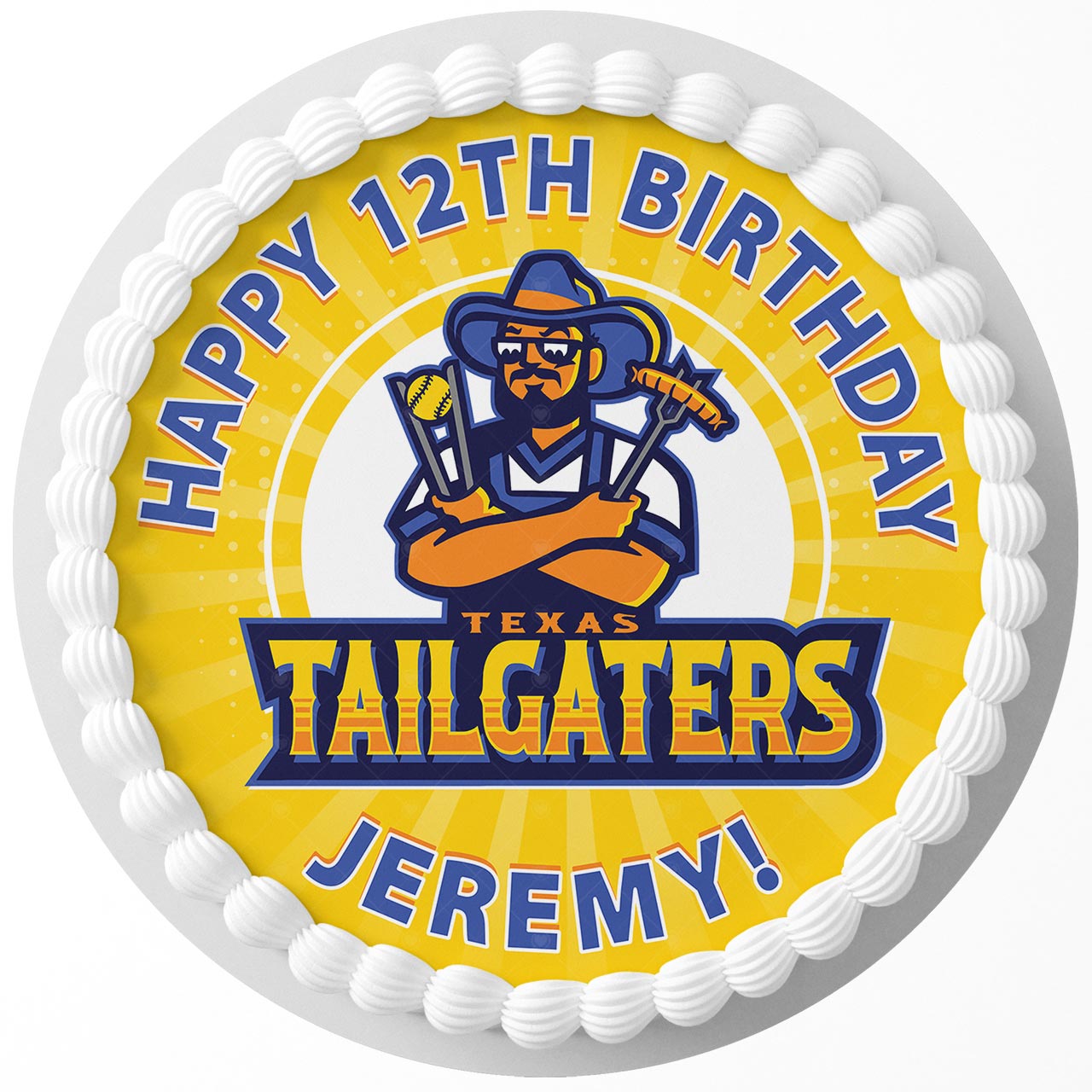 Texas Tailgaters Round – Icing Sheet Birthday - Personalized Edible Cake Topper | Custom Icing Sheet | Birthday Cake Decoration | Photo Cake Image