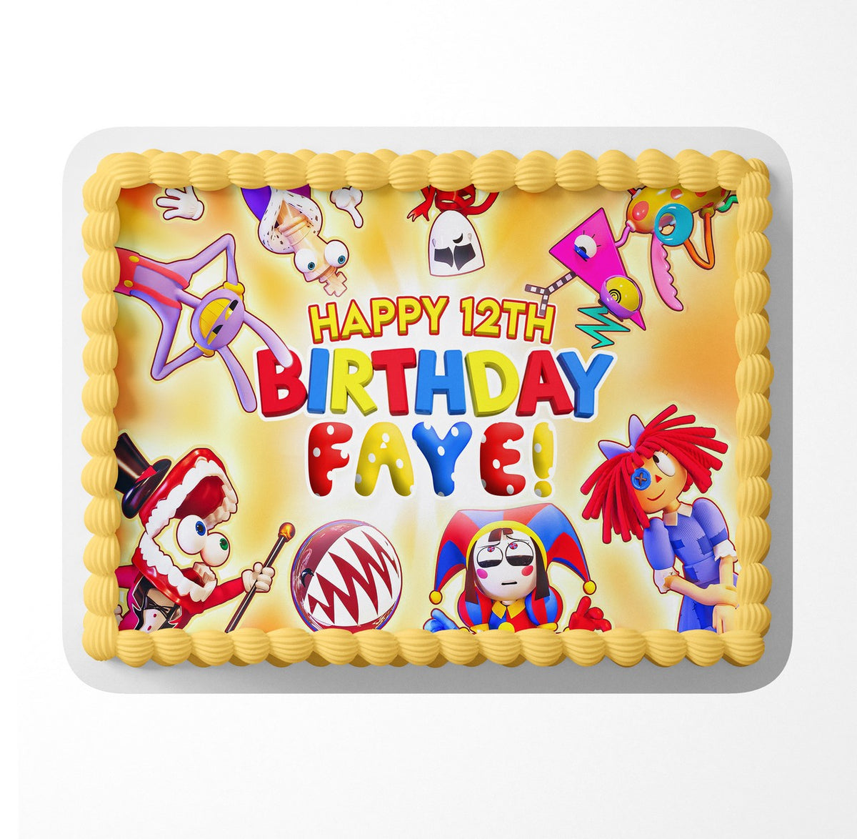 Glitchy Virtual Circus Cartoon Edible Cake Topper