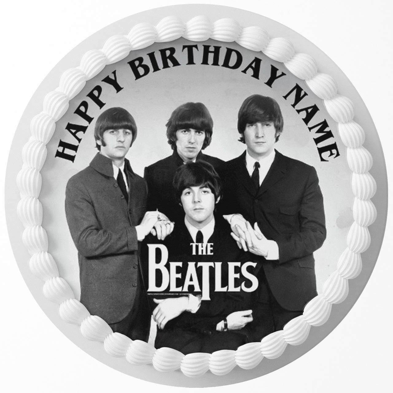 The Beatles Round – Icing Sheet Birthday - Personalized Edible Cake Topper | Custom Icing Sheet | Birthday Cake Decoration | Photo Cake Image