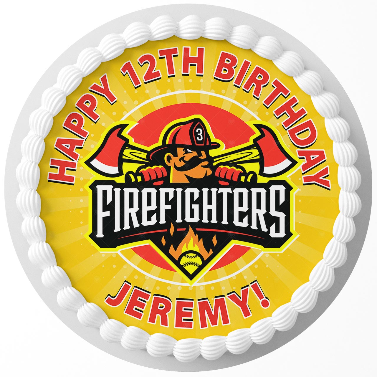 The Firefighters Round – Icing Sheet Birthday - Personalized Edible Cake Topper | Custom Icing Sheet | Birthday Cake Decoration | Photo Cake Image