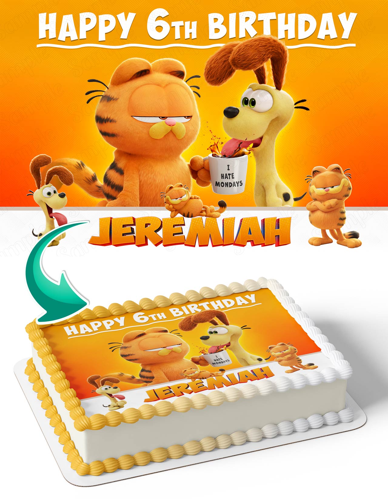 The Garfield Movie Themed Edible Cake Topper