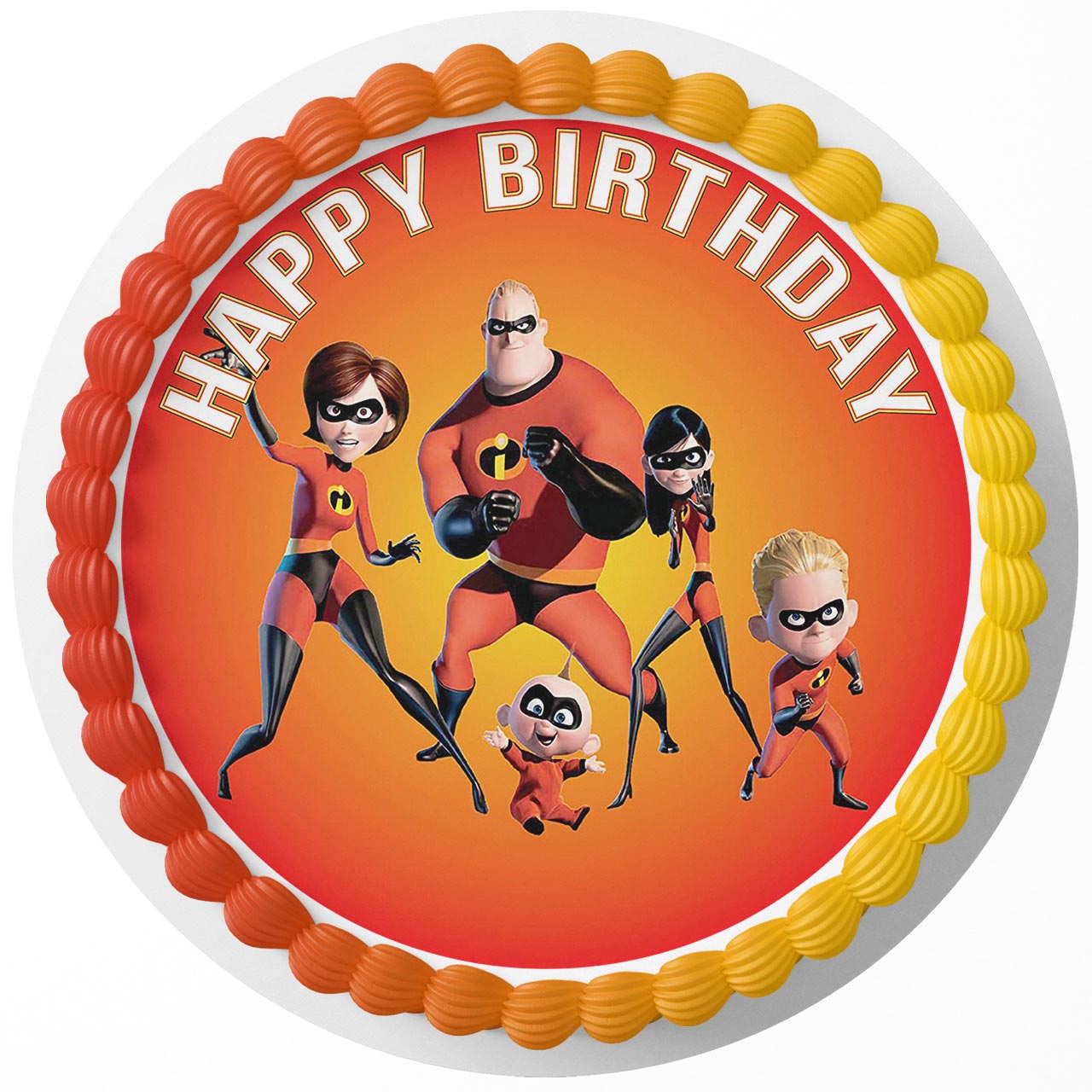 The Incredibles Family 2 Round – Icing Sheet Birthday - Personalized Edible Cake Topper | Custom Icing Sheet | Birthday Cake Decoration