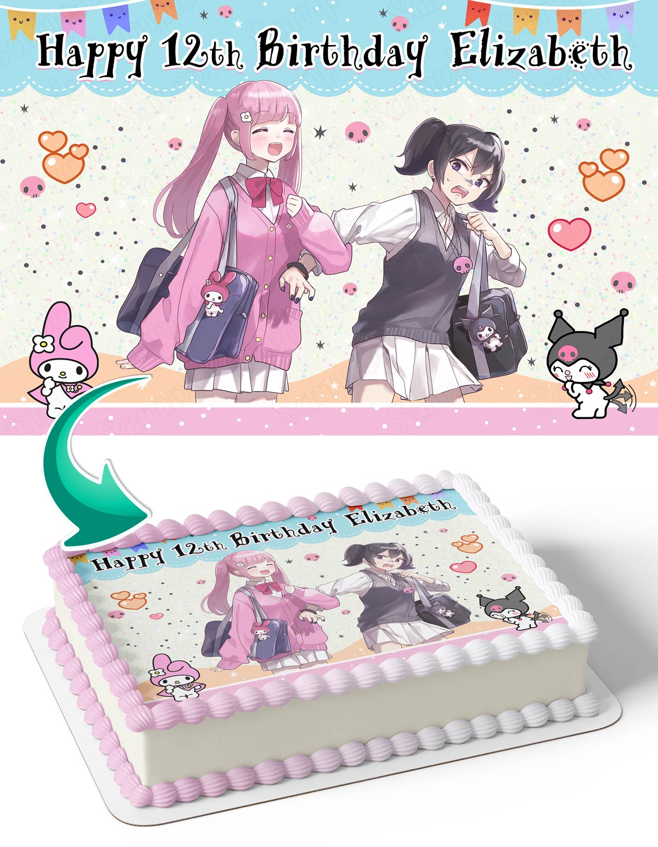 The KuromiMy Melody Kitties Kids Girls Hello Anime Edible Cake Topper