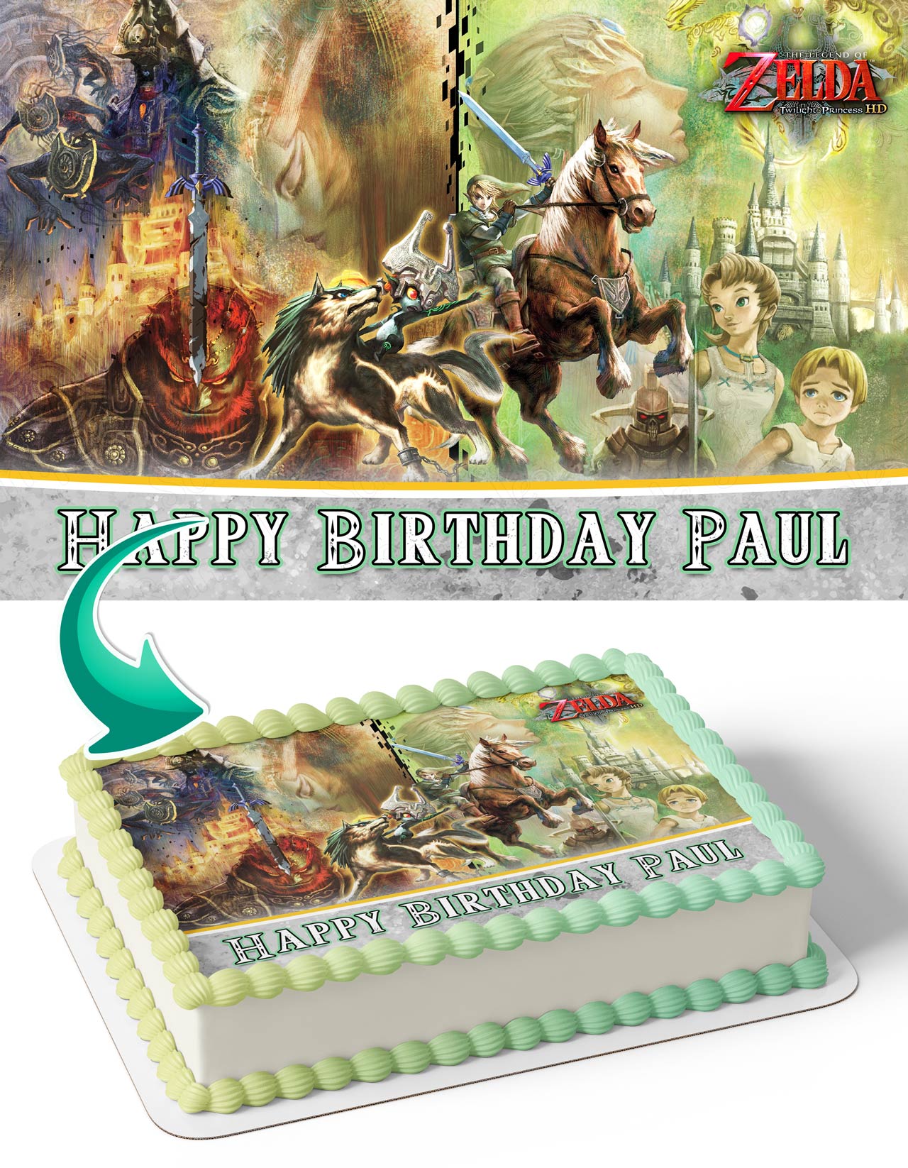 The Legend of Zelda Twilight Princess HD Edible Cake Topper