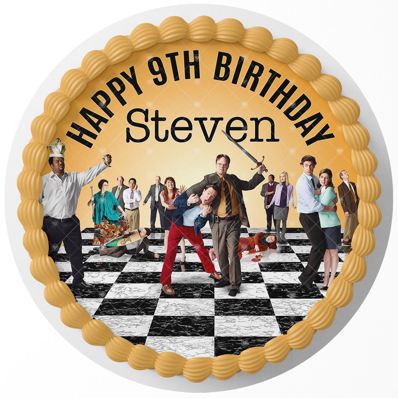 The Office Round – Icing Sheet Birthday - Personalized Edible Cake Topper | Custom Icing Sheet | Birthday Cake Decoration | Photo Cake Image