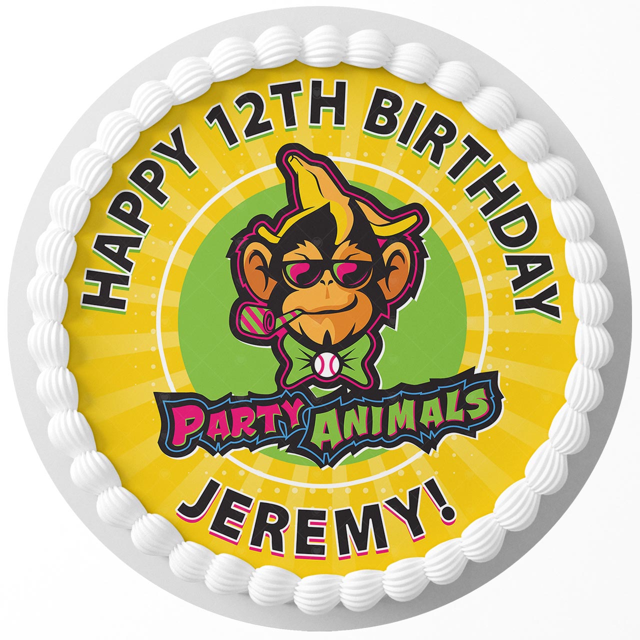 The Party Animals Round – Icing Sheet Birthday - Personalized Edible Cake Topper | Custom Icing Sheet | Birthday Cake Decoration | Photo Cake Image