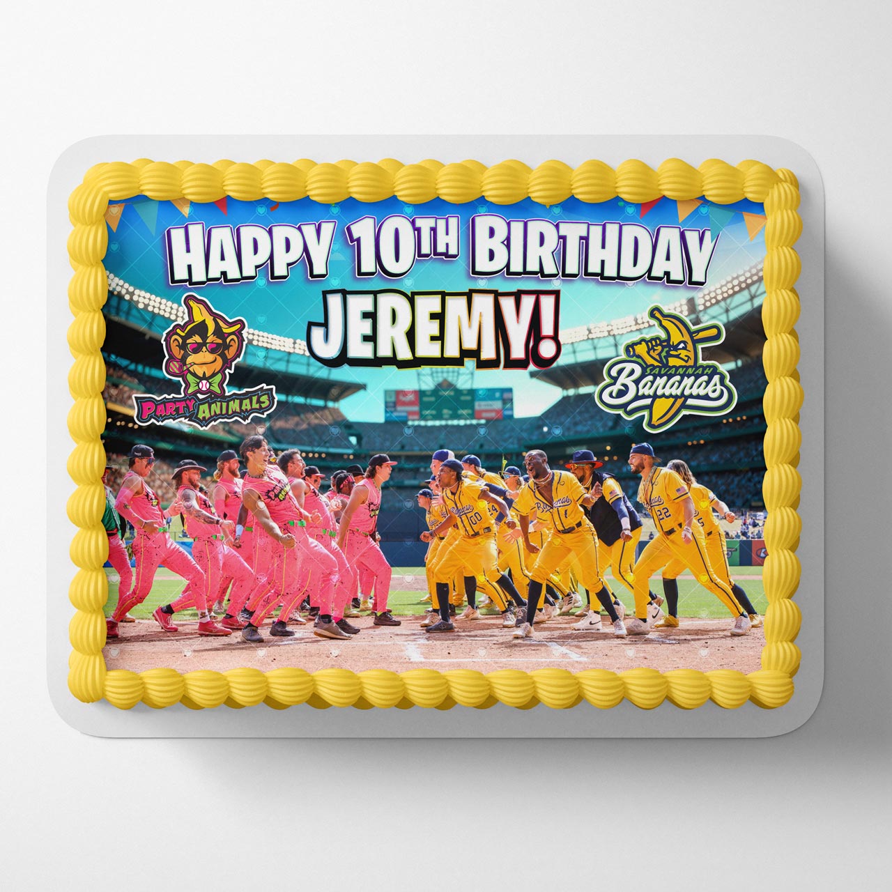 The Savannah Bananas Vs The Party Animals Birthday Edible Cake Topper