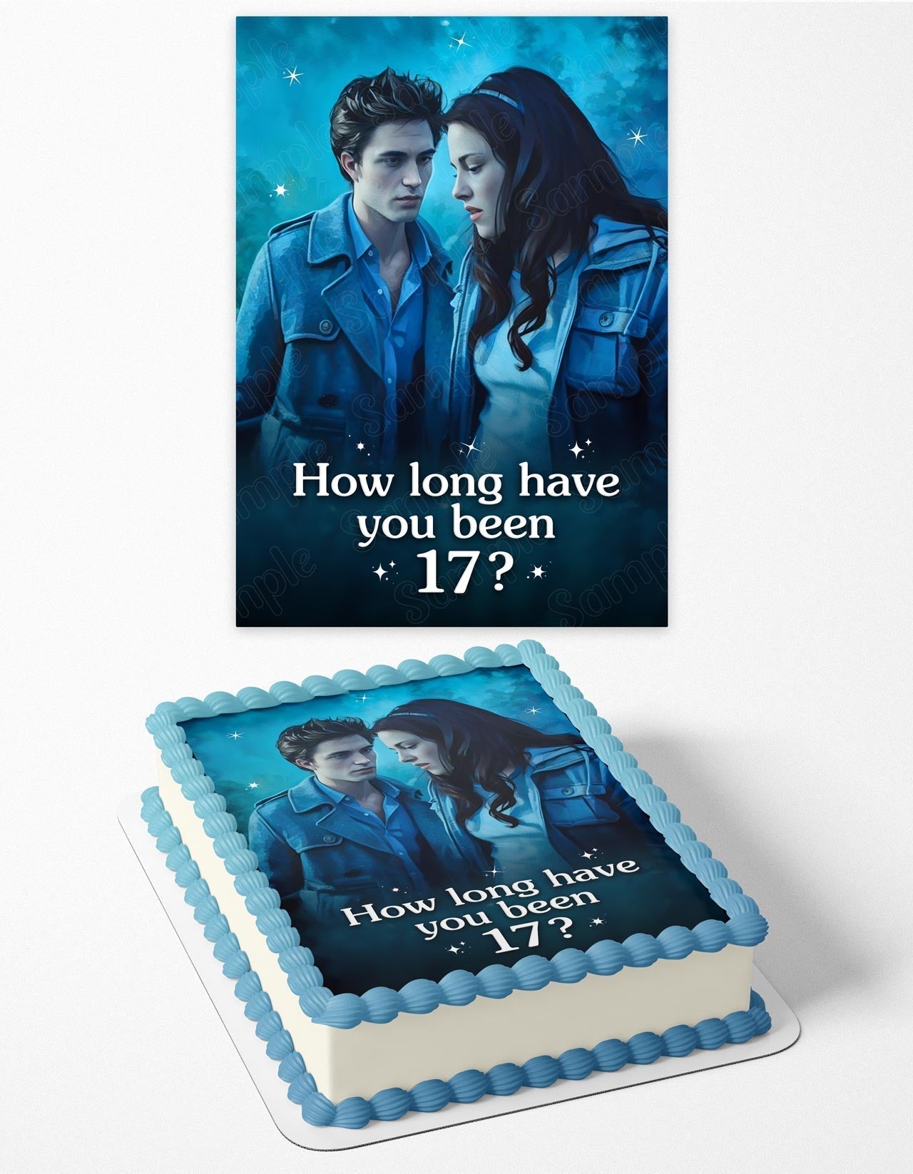 The Twilight Saga How Long Have You Been 17 Meme Bella Swan and Edward Cullen Pt Edible Cake Topper