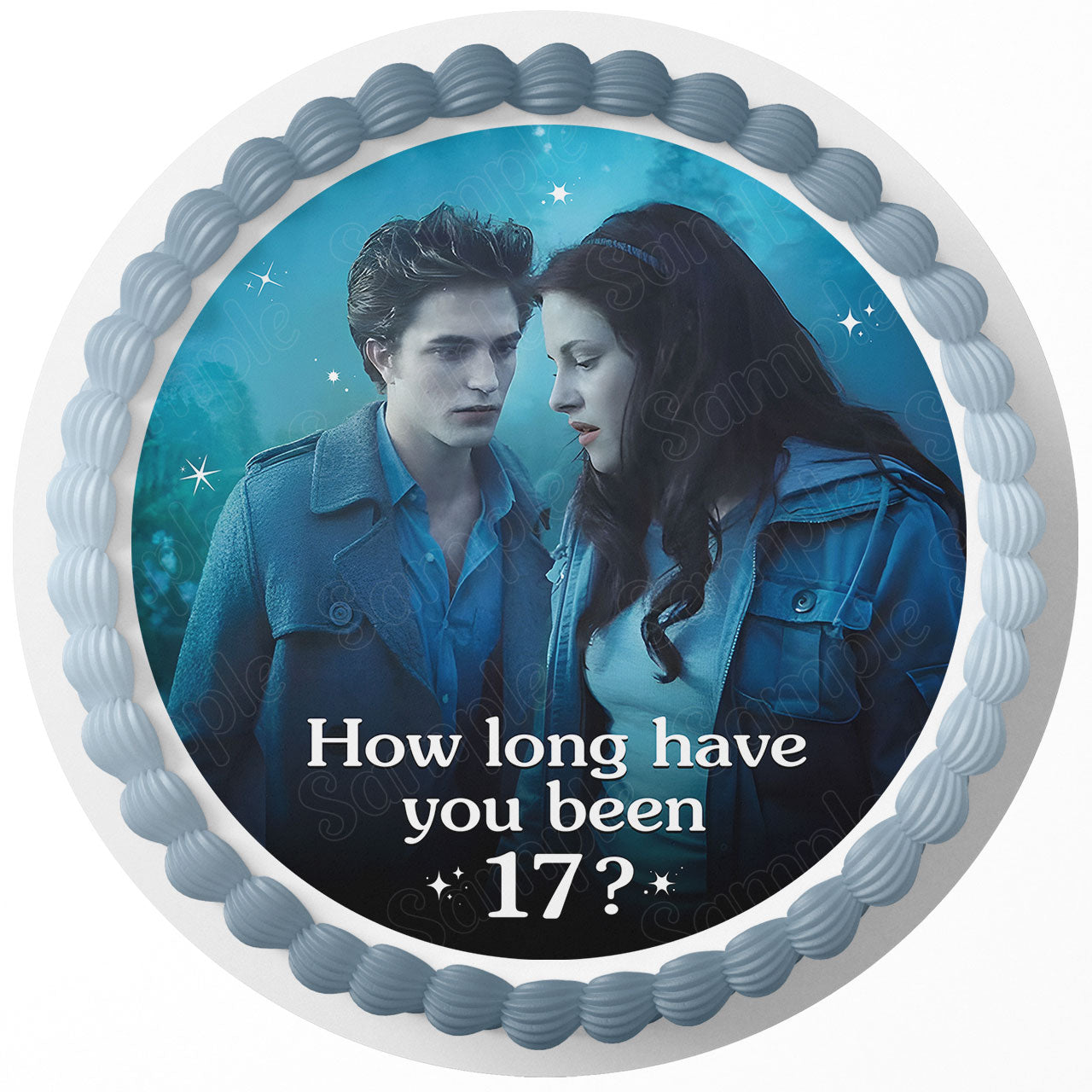 The Twilight Saga How Long Have You Been 17 Meme Bella Swan and E - Personalized Edible Cake Topper | Custom Icing Sheet | Birthday Cake Decoration