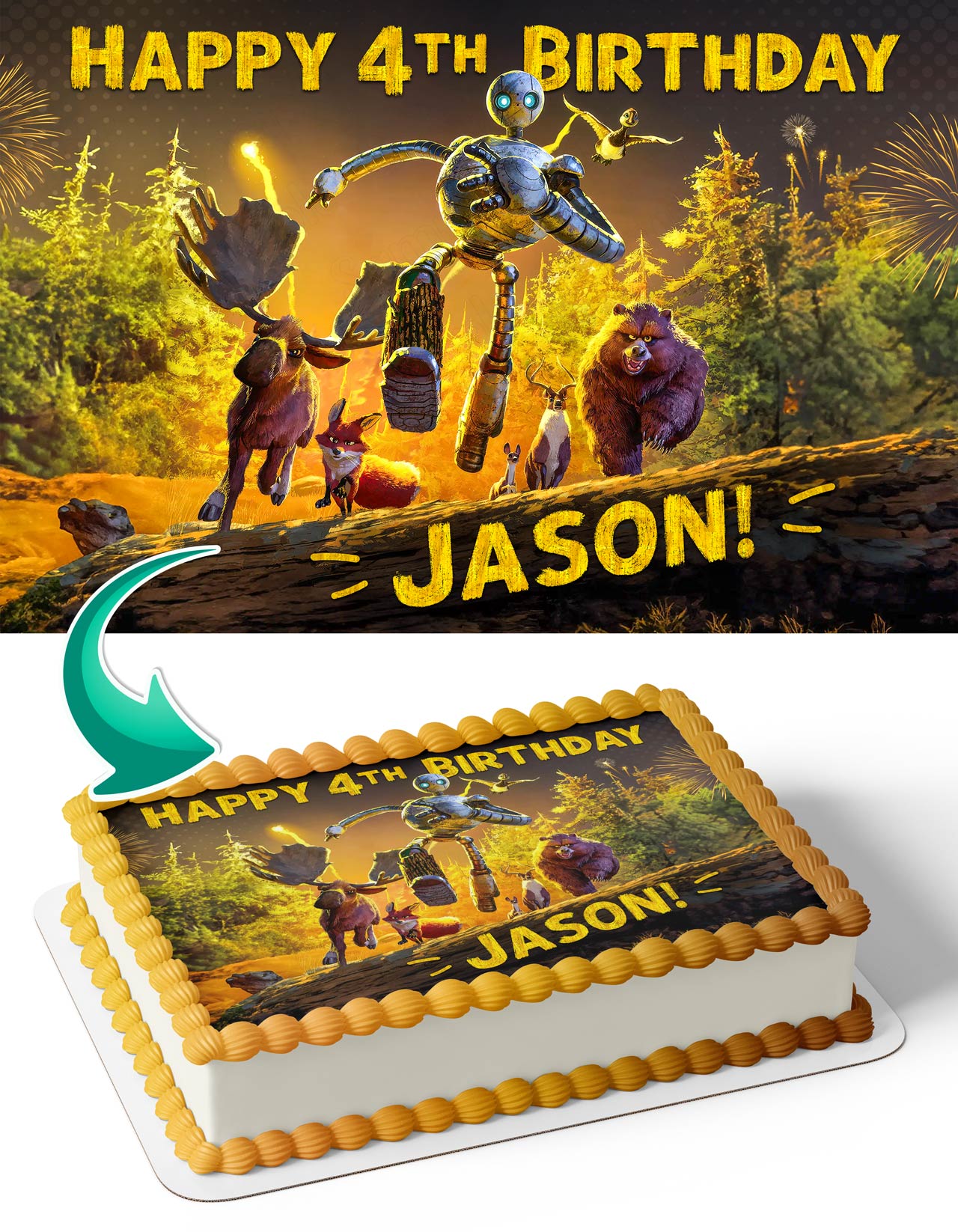 The Wild Robot Themed Edible Cake Topper