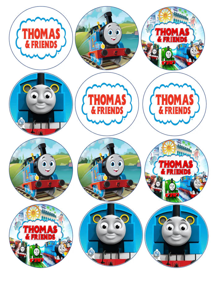 Thomas and Friends Train Edible Cupcake Toppers Icing Sheet or Wafer Paper