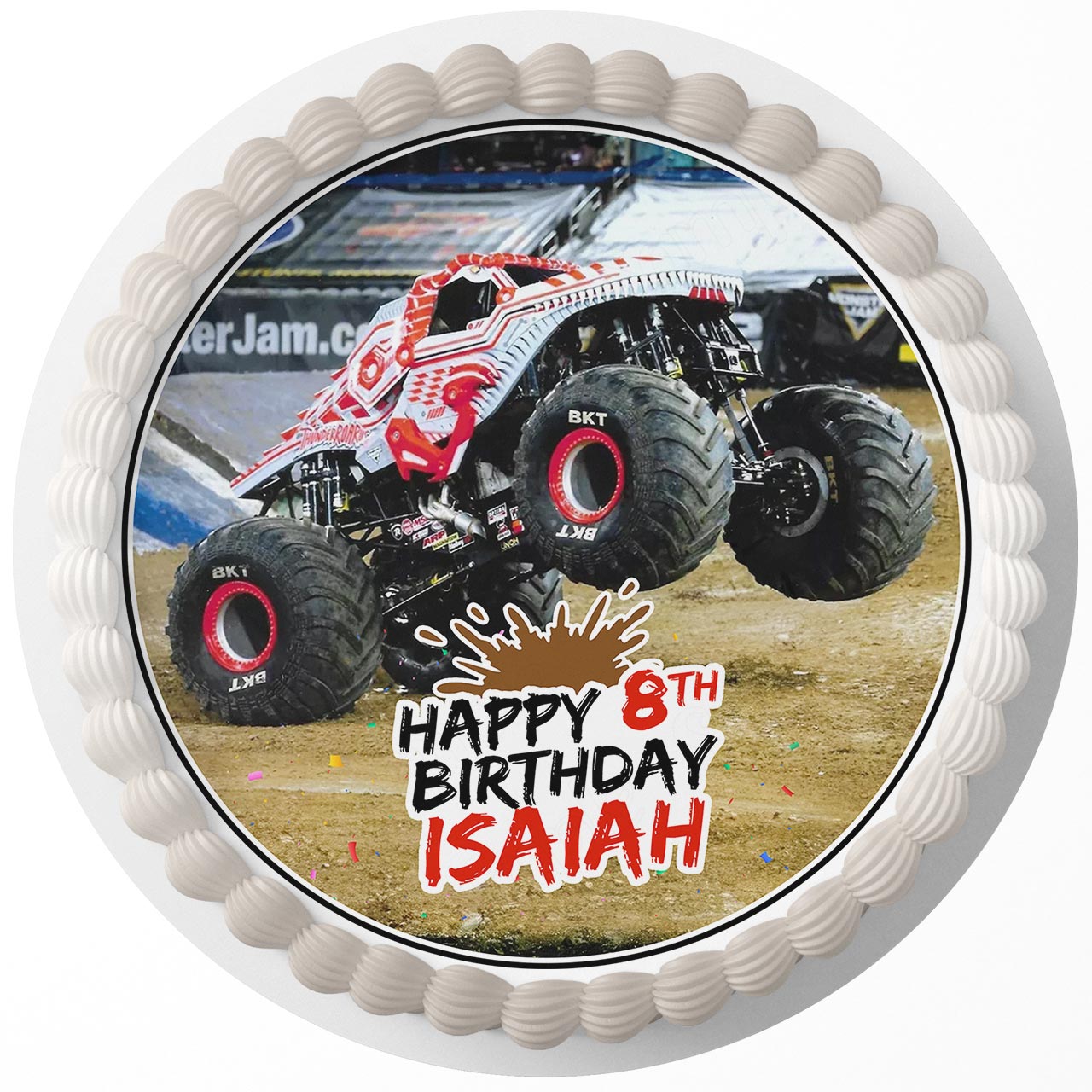 ThunderROARus Monster Truck Round – Icing Sheet Birthday - Personalized Edible Cake Topper | Custom Icing Sheet | Birthday Cake Decoration