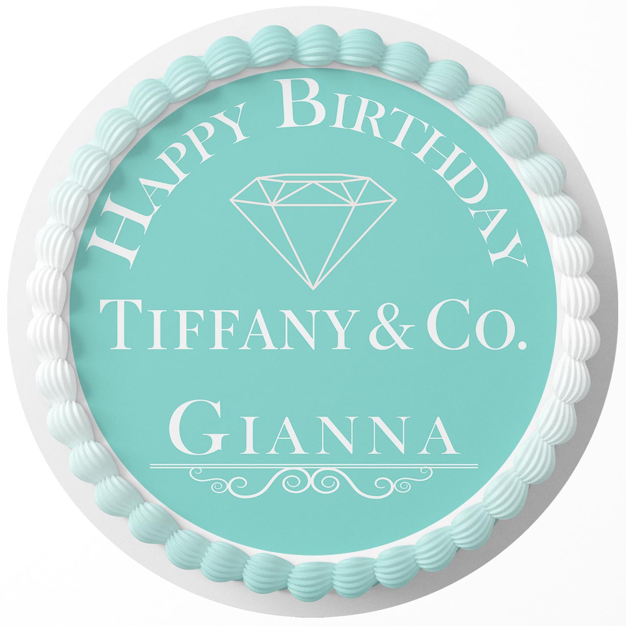 Tiffany and Co Round – Icing Sheet Birthday - Personalized Edible Cake Topper | Custom Icing Sheet | Birthday Cake Decoration | Photo Cake Image