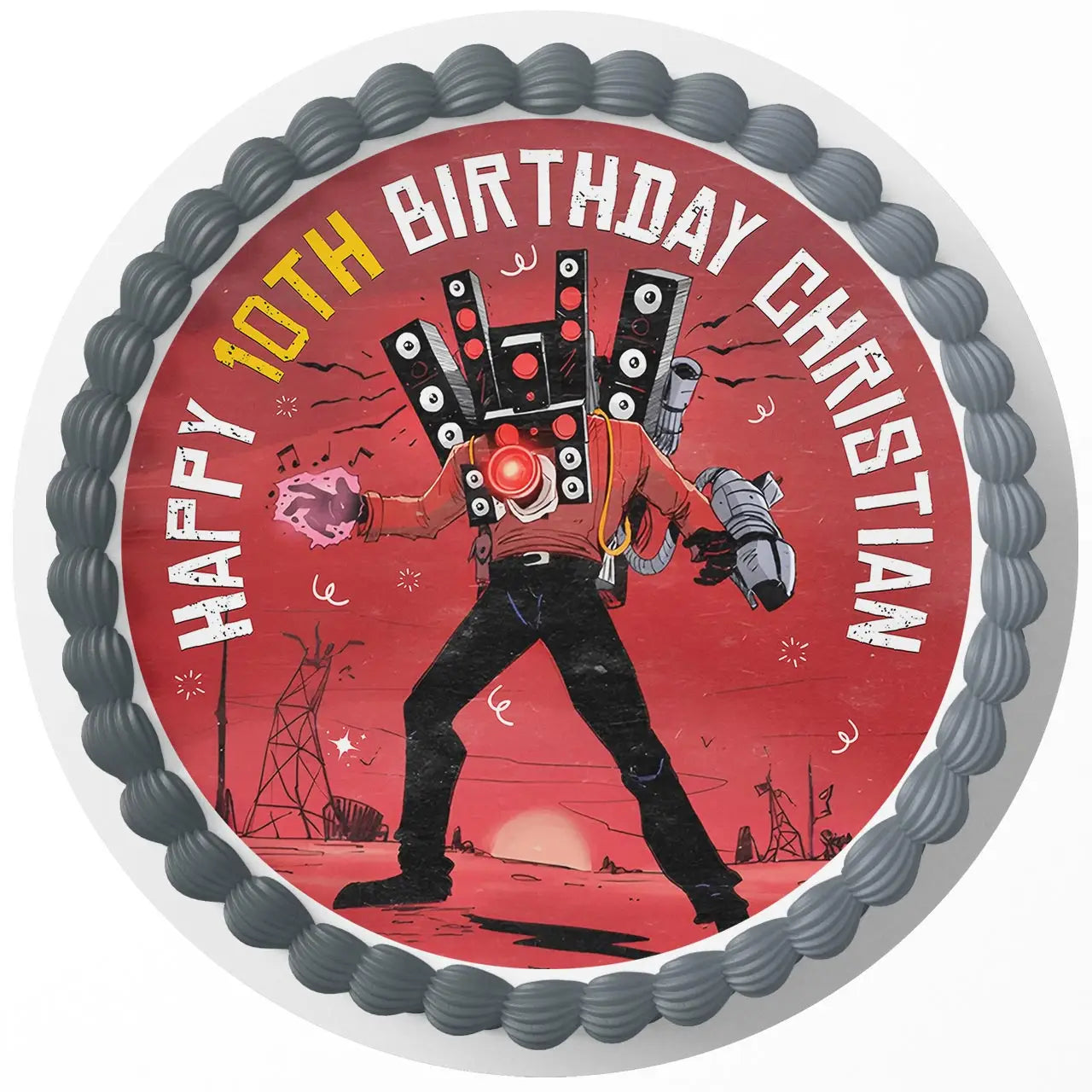 Titan Speakerman Skibidi Toilet Round – Icing Sheet Birthday - Personalized Edible Cake Topper | Custom Icing Sheet | Birthday Cake Decoration