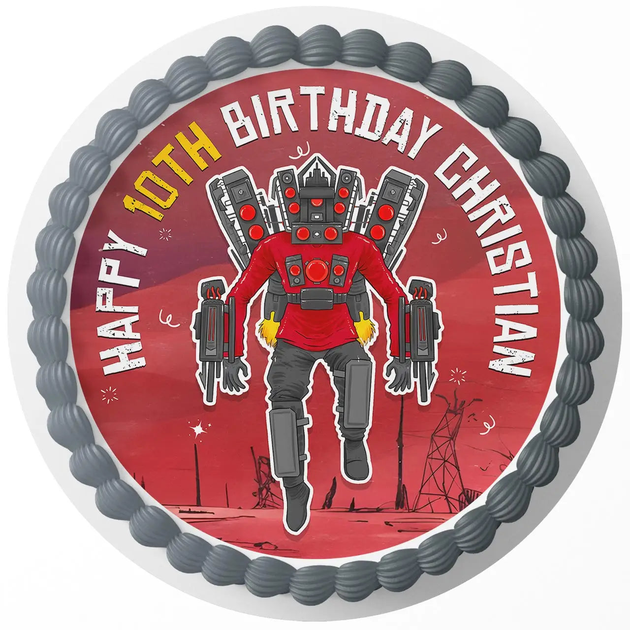 Titan Speakerman Speaker Titan Skibidi Toilet Round – Icing Sheet - Personalized Edible Cake Topper | Custom Icing Sheet | Birthday Cake Decoration