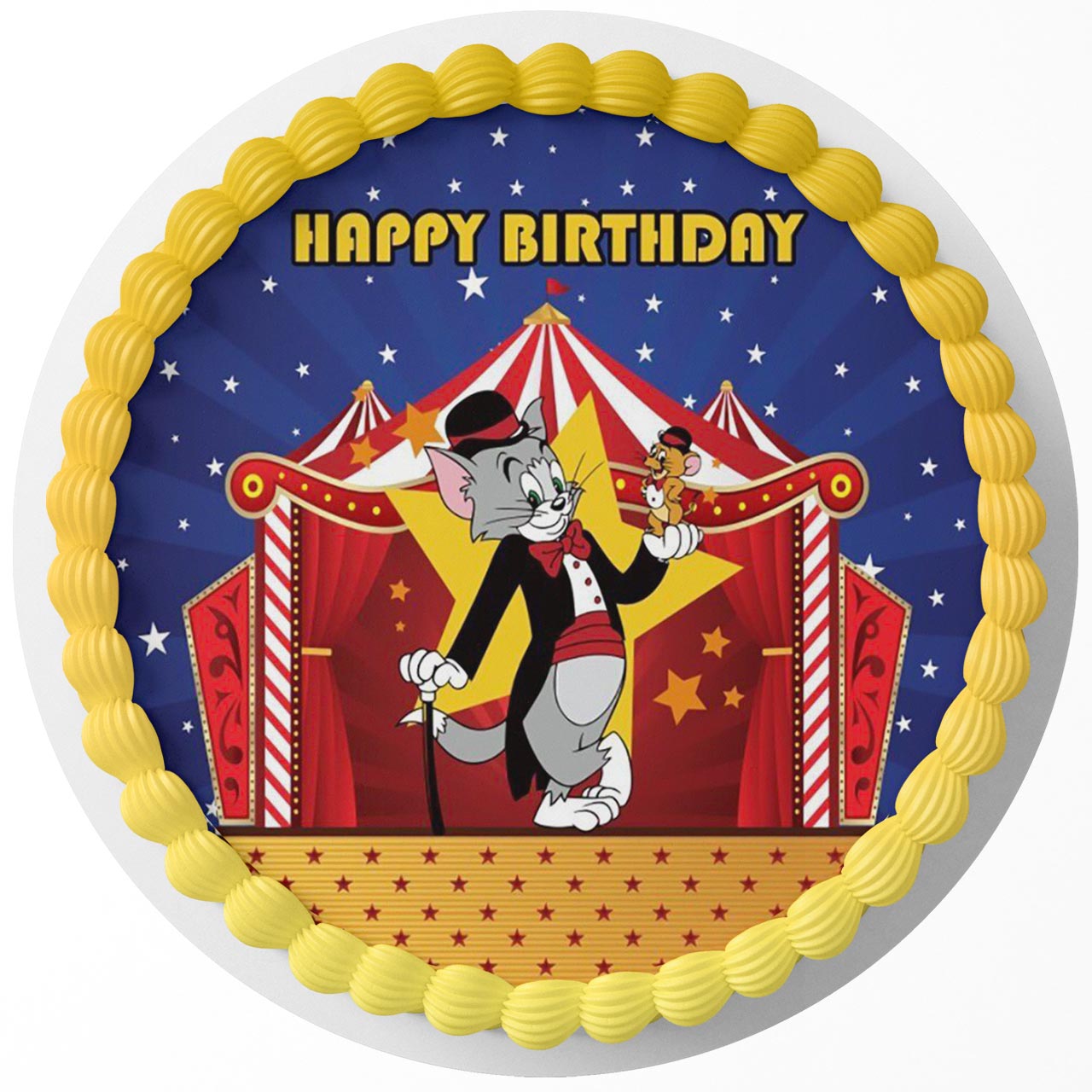 Tom Friends Kids Jerri Circus Round – Icing Sheet Birthday - Personalized Edible Cake Topper | Custom Icing Sheet | Birthday Cake Decoration