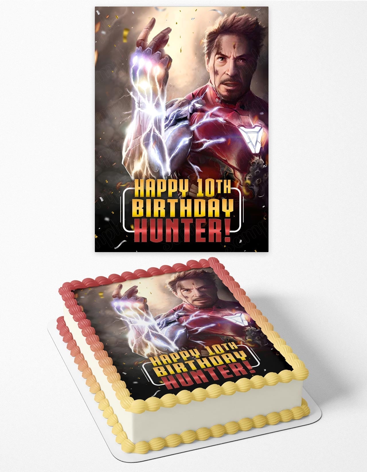 Tony Stark Iron Man Snap Edible Cake Topper