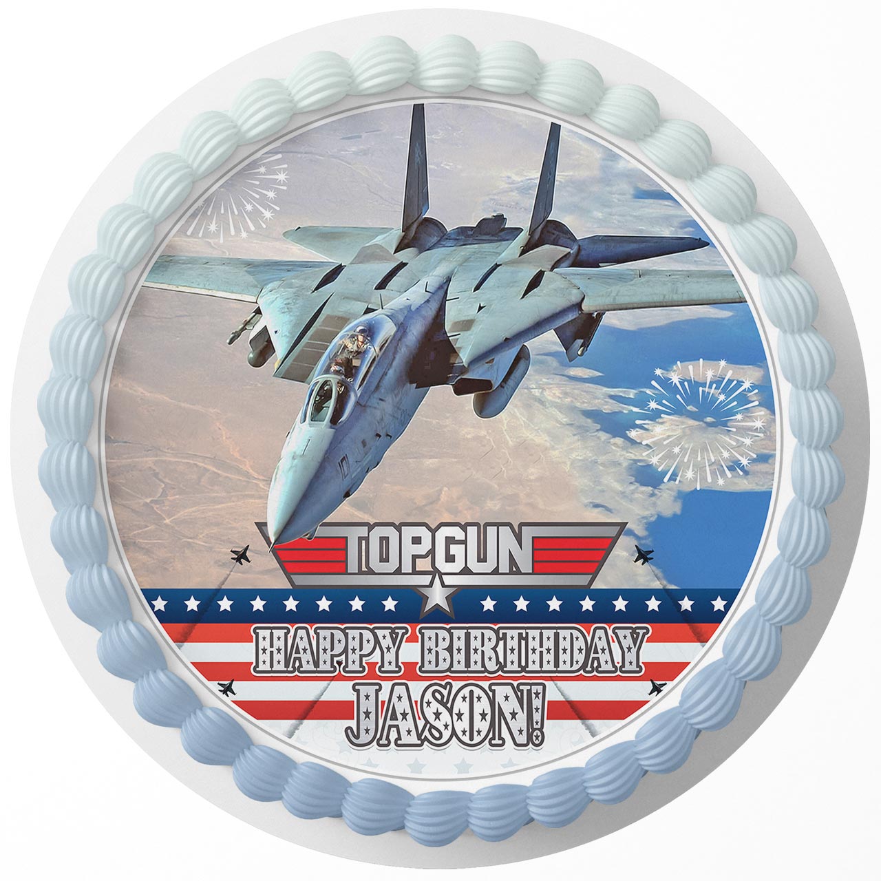 Top Gun Kids Jets Fighter Planes Round – Icing Sheet Birthday - Personalized Edible Cake Topper | Custom Icing Sheet | Birthday Cake Decoration