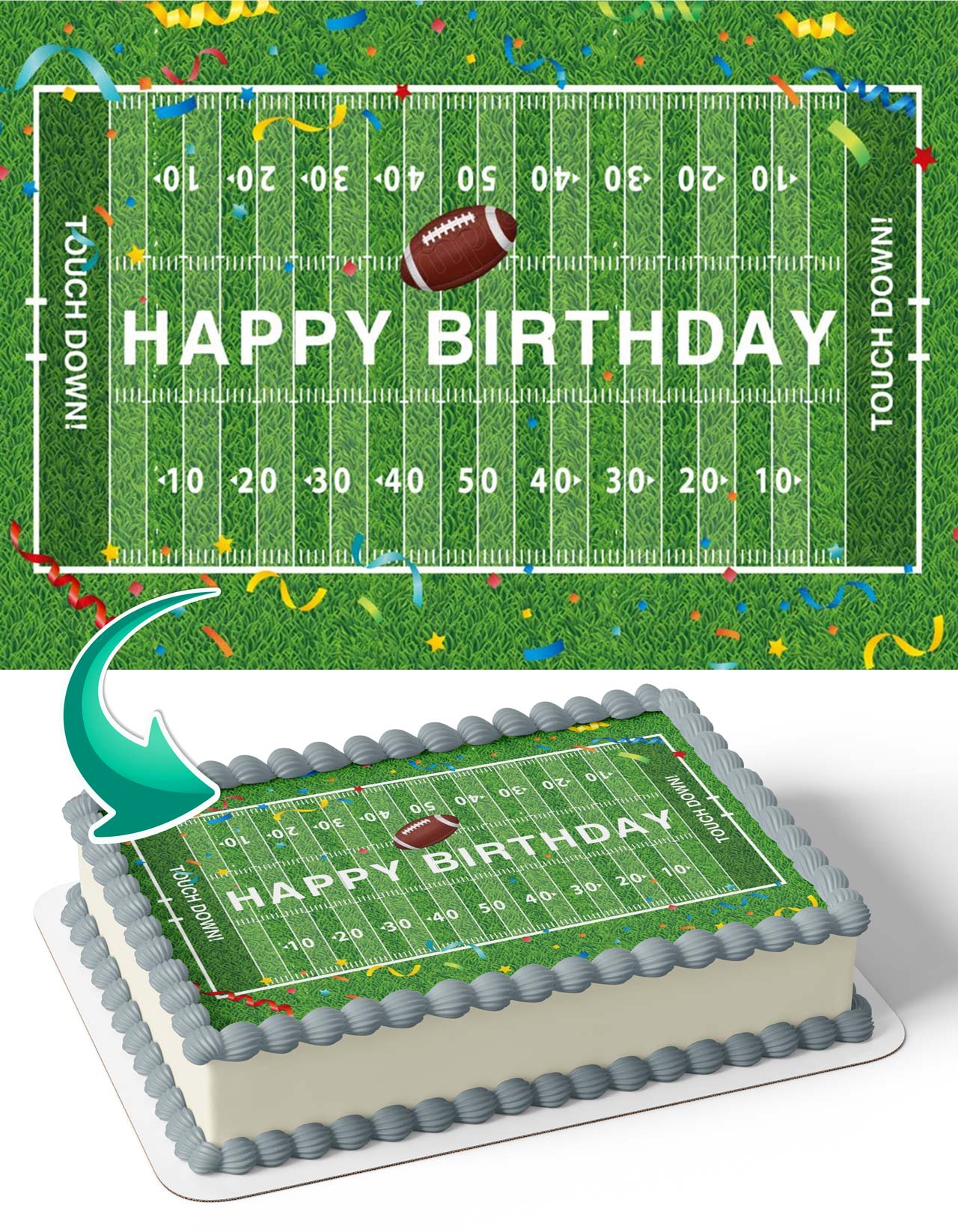 Touchdown Super Game Bowl Edible Cake Topper