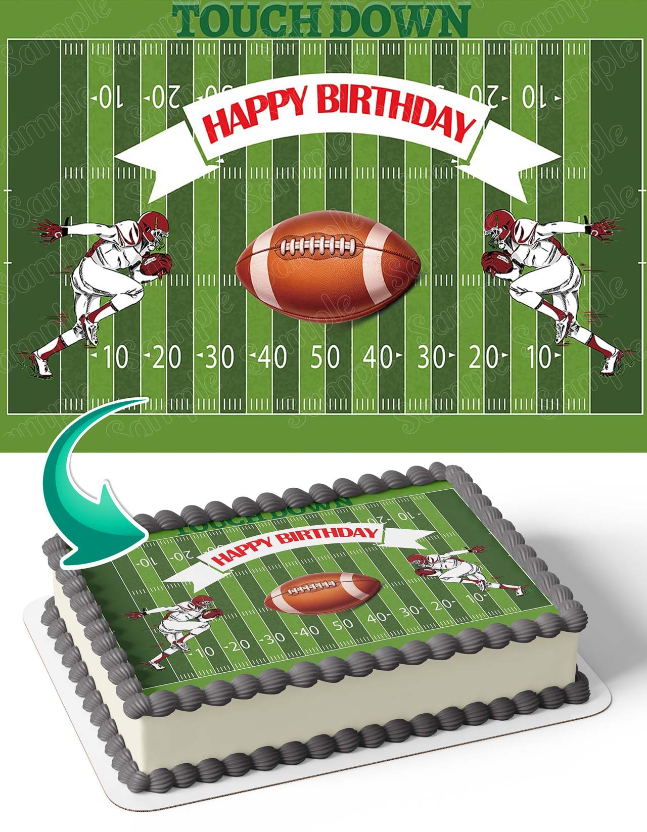 Touchdown Super Football Bowl Edible Cake Topper